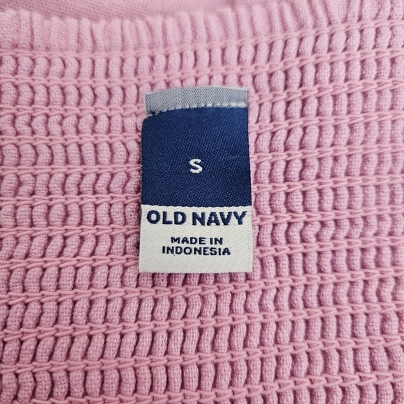 Old Navy Fit Flare Dress Linen Pink Sleeveless Smocked Tie Knot Keyhole Small - Picture 7 of 9